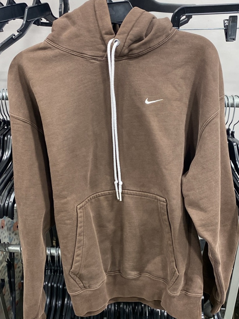 Nike Brown Hoodie Sweatshirt with White Swoosh